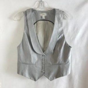 NWOT Ann Taylor Loft Striped V-neck Button Front Vest with Collar Size M